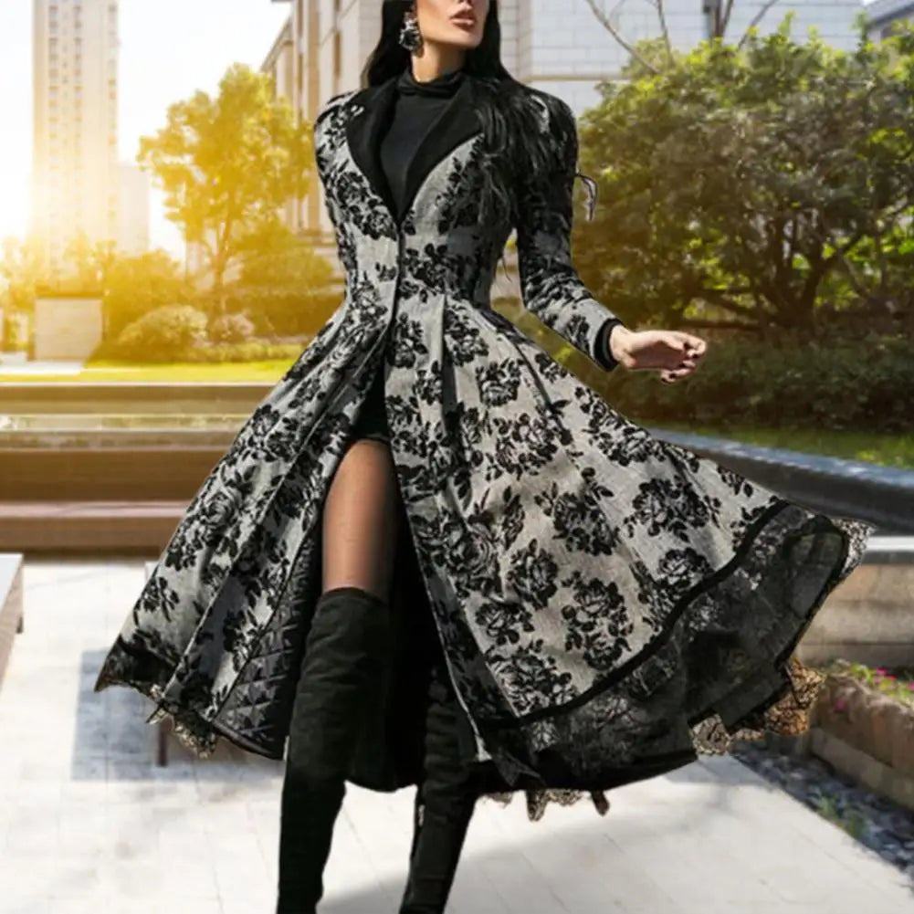 Vintage Floral Lace Stitched Hem Cardigan Midi Dress