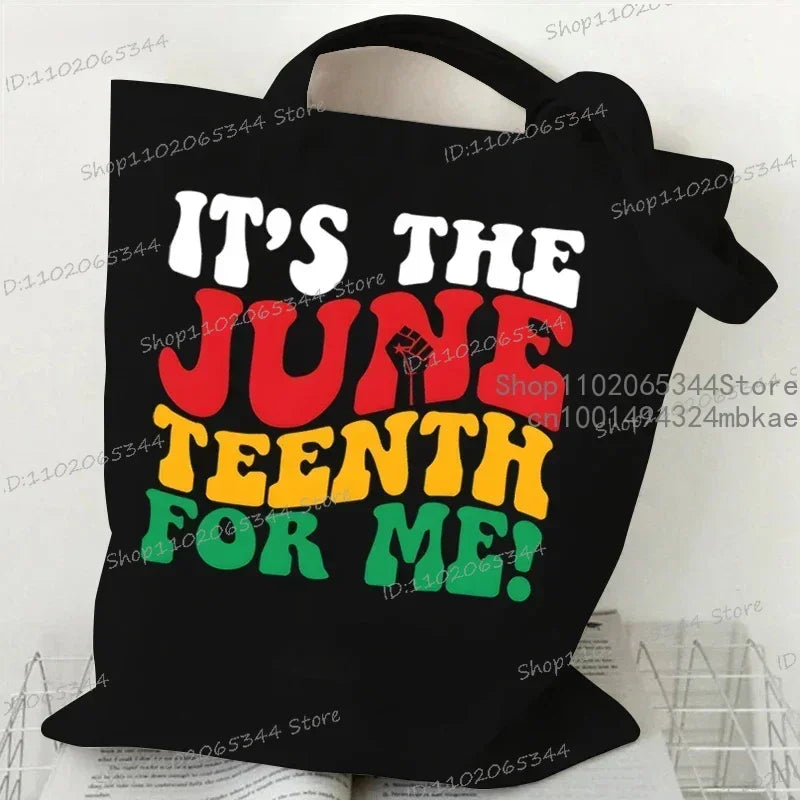 Its Juneteenth For Me/1865 Juneteenth/Juneteenth Heart/I Am Black History/Love Canvas Large Capacity Shopping Tote Bag