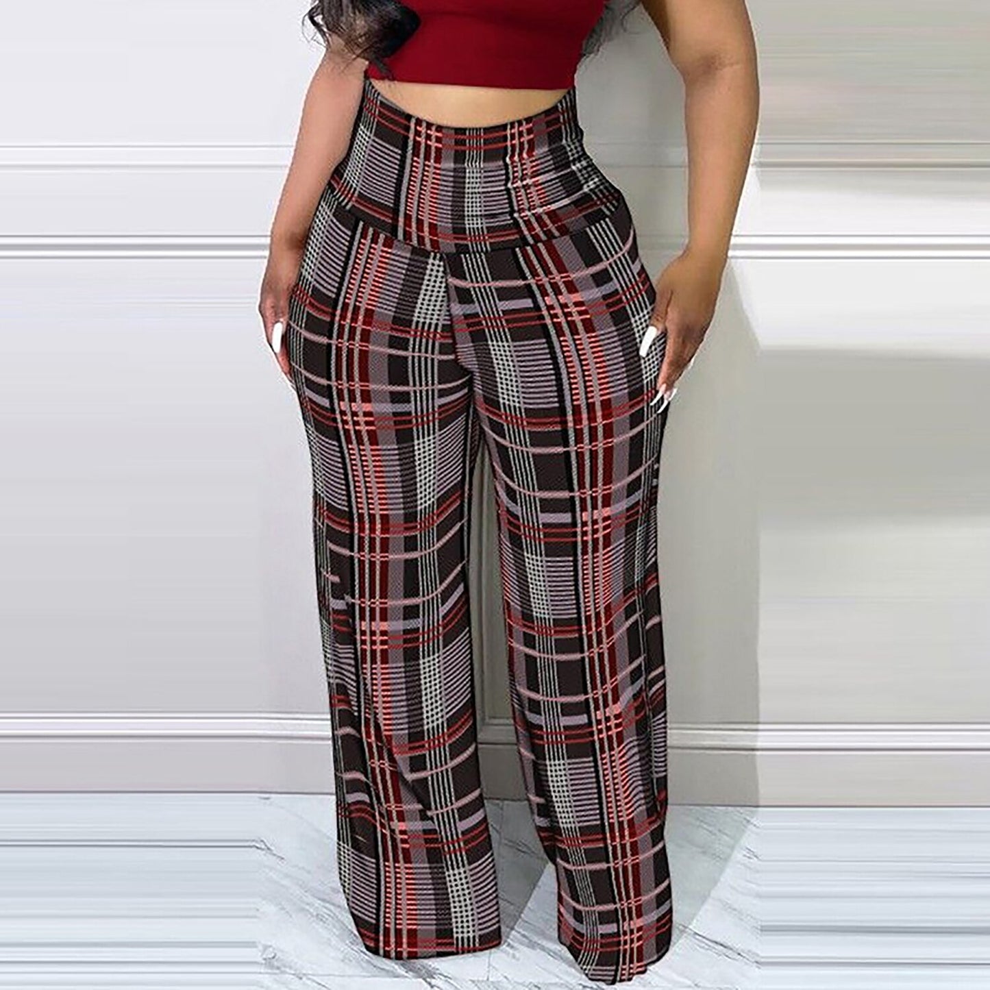 Geometric Print Wide Leg Ladies Pants