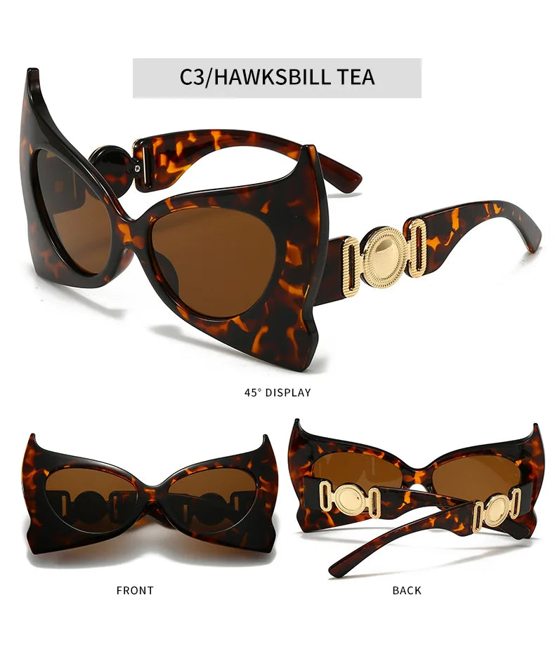 Oversized Pointed Cat Eye Vintage Designer UV400 Luxury Sunglasses