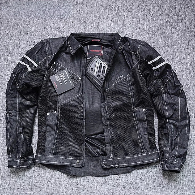 Men's Breathable Denim Mesh High-Performance Drop Resistance Motorcycle Biker Jacket