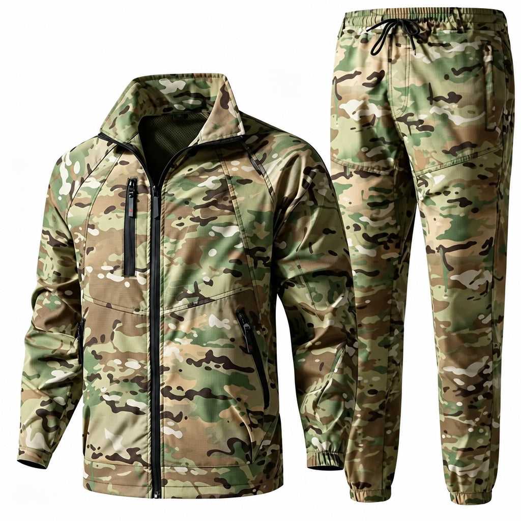 Men's Camoflauge Zipper Jacket + Drawstring Pants Tracksuit