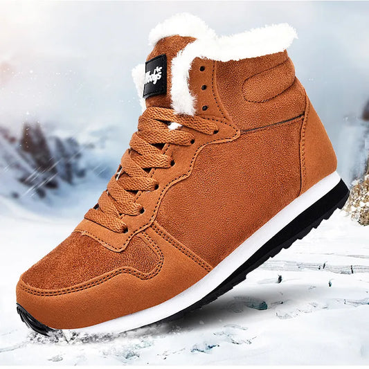 Plush Men's Waterproof Mock Suede Slip Resistant Ankle Snowboots