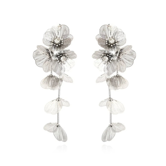 Luxury Long Metal Flower Tassel Earrings/Necklace