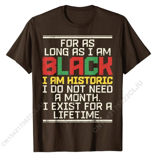 "For As Long As I Am Black.." Black History Month Cotton Men T-Shirts