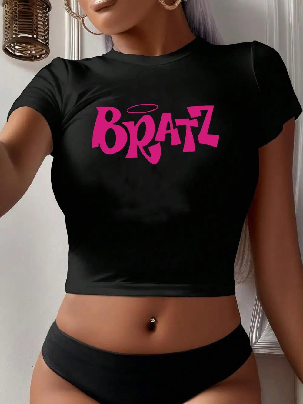 "Bratz" O-Neck Women's Short Sleeve Crop T-Shirt
