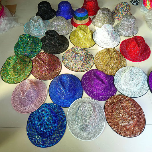 Sparkling Glitter Rhinestone Fedora/Bucket/Visor/Baseball Cap-UNISEX HATS