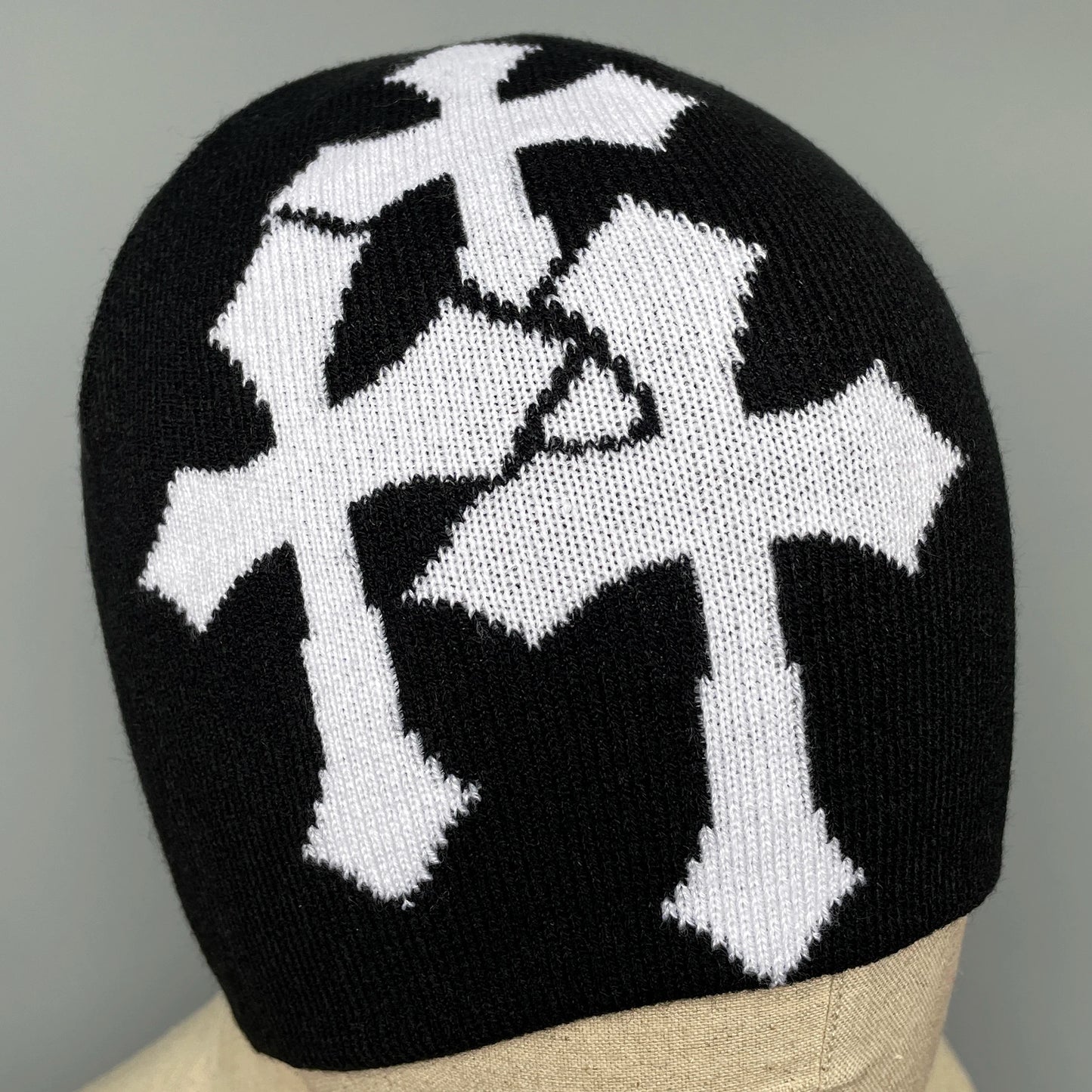 Cross Print Hip-Hop Knitted Beanie Hat