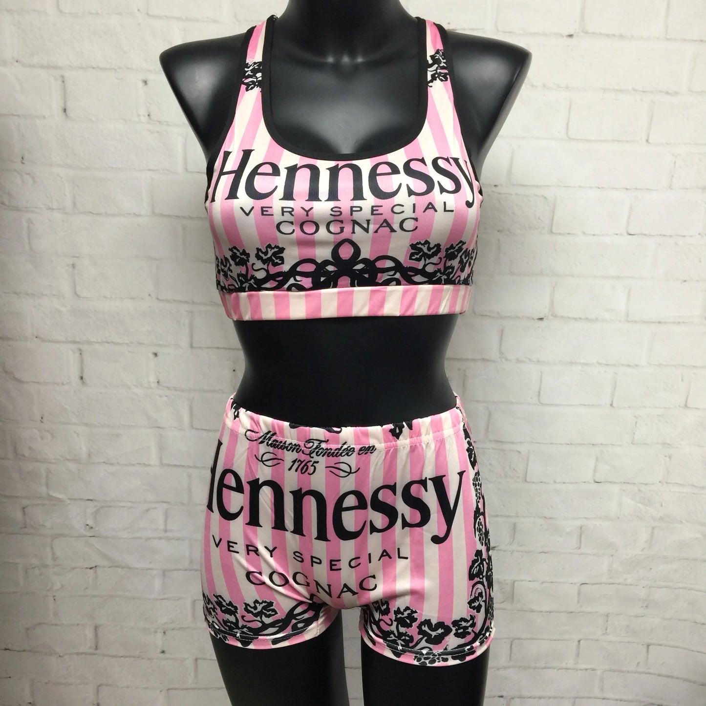 "Hennessy" Sports Bra + Shorts Lingerie Sleepwear 2-Piece Set