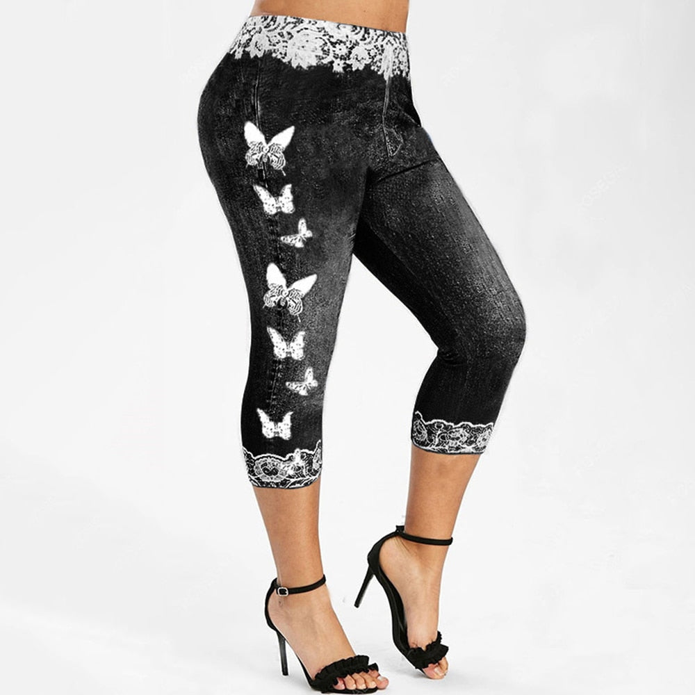 Elastic Butterfly Print Leggings