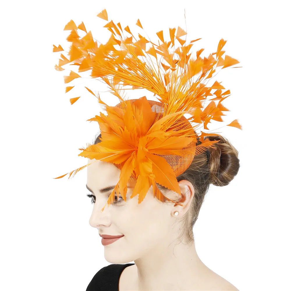 Floral Feather Detail Church/Wedding/Kentucky Derby Women's Fascinator Fedora Hat