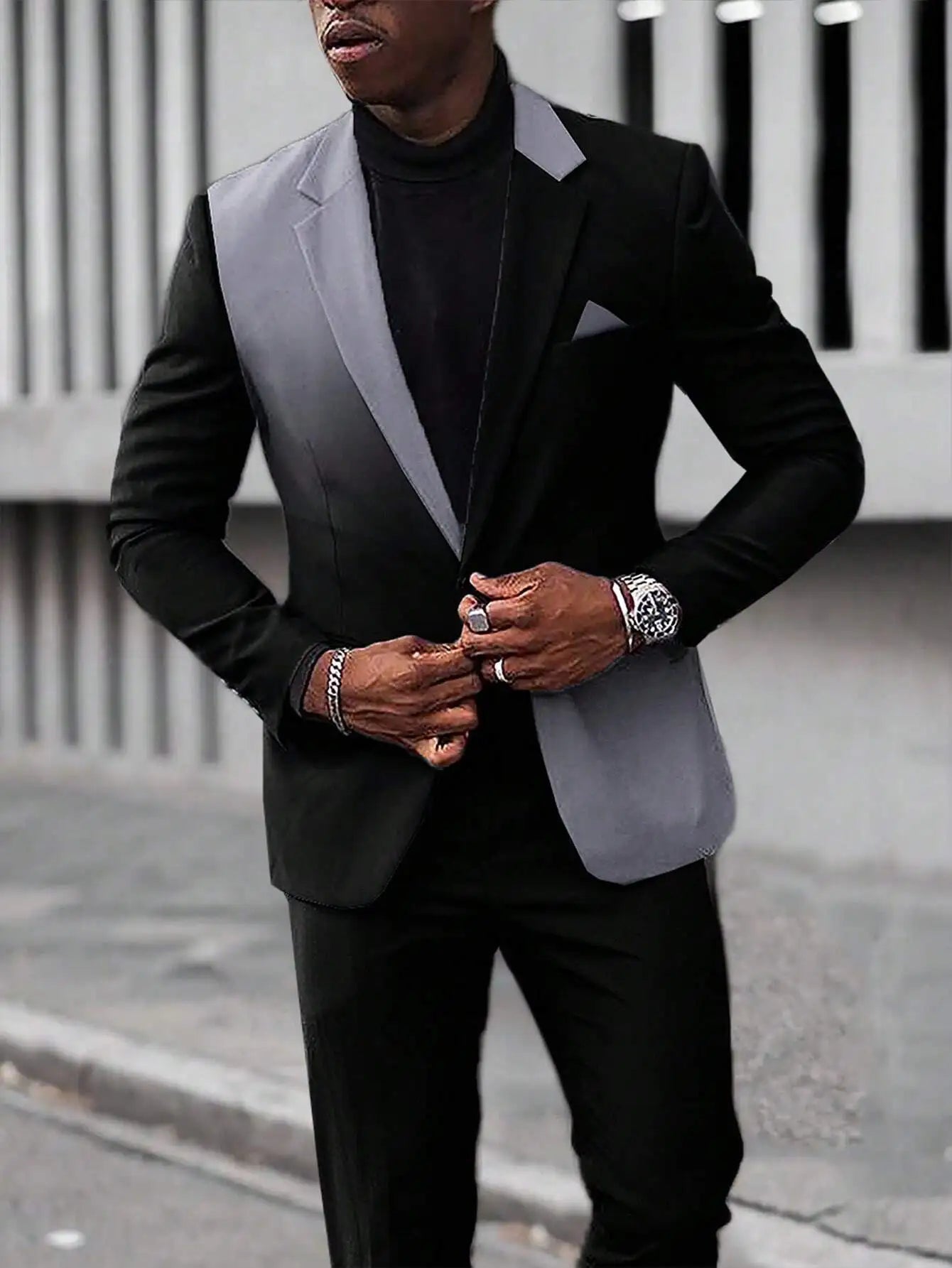 Men's Colorblock Contrast/Plaid/Sparkling Glitter Assorted Single Breasted Blazer Jackets to 5X Big & Tall