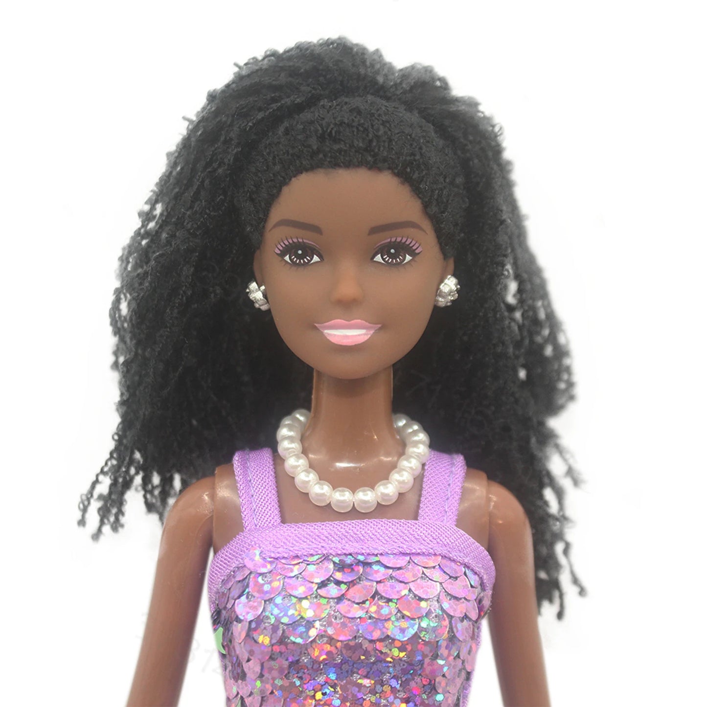 African Girl w/ Braids & Sequin Dress Joints Movable Dolls