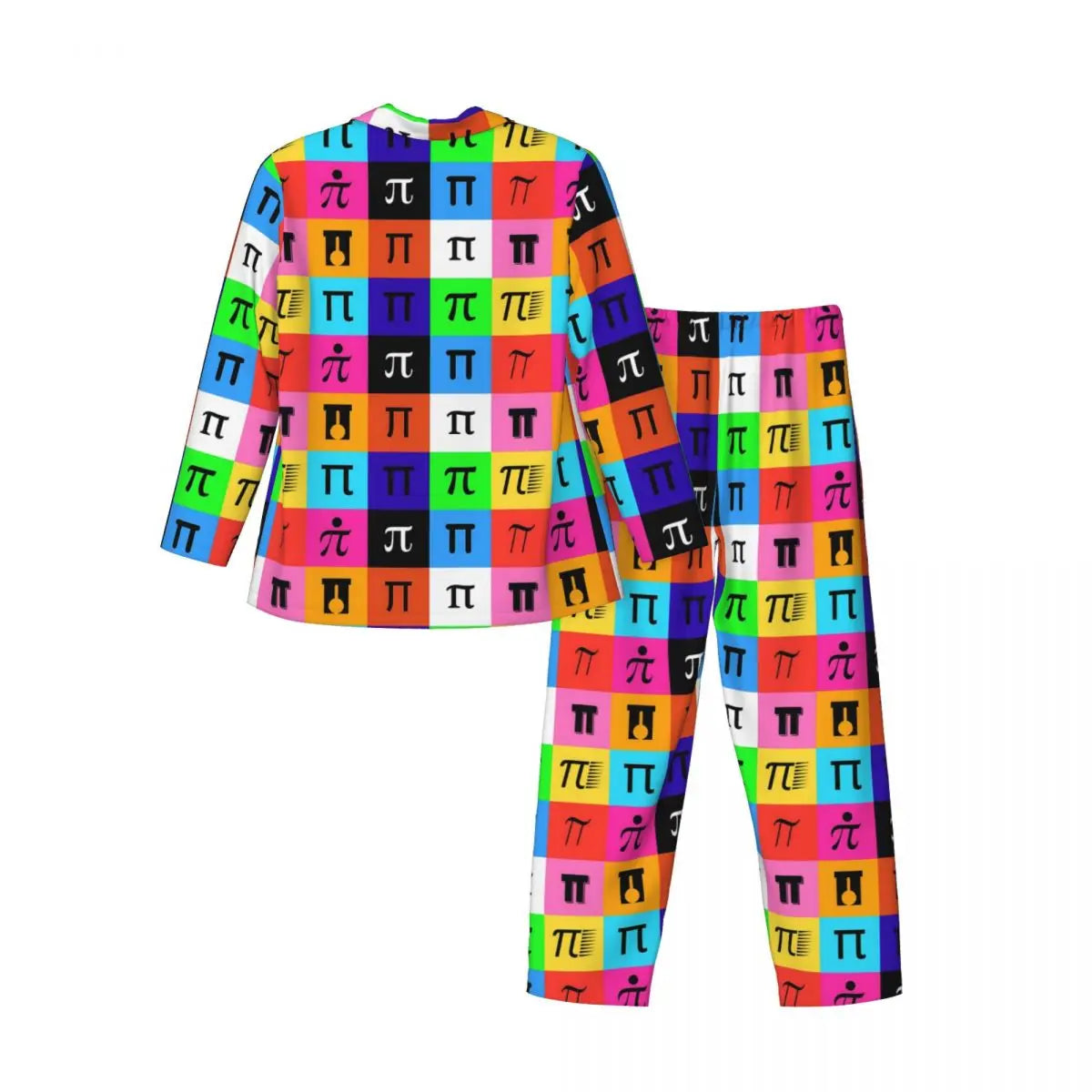 Colorblock Pajamas Men Happy Pi Day Warm Bedroom Sleepwear Spring 2 Pieces Casual Loose Oversize Graphic Pajama Set