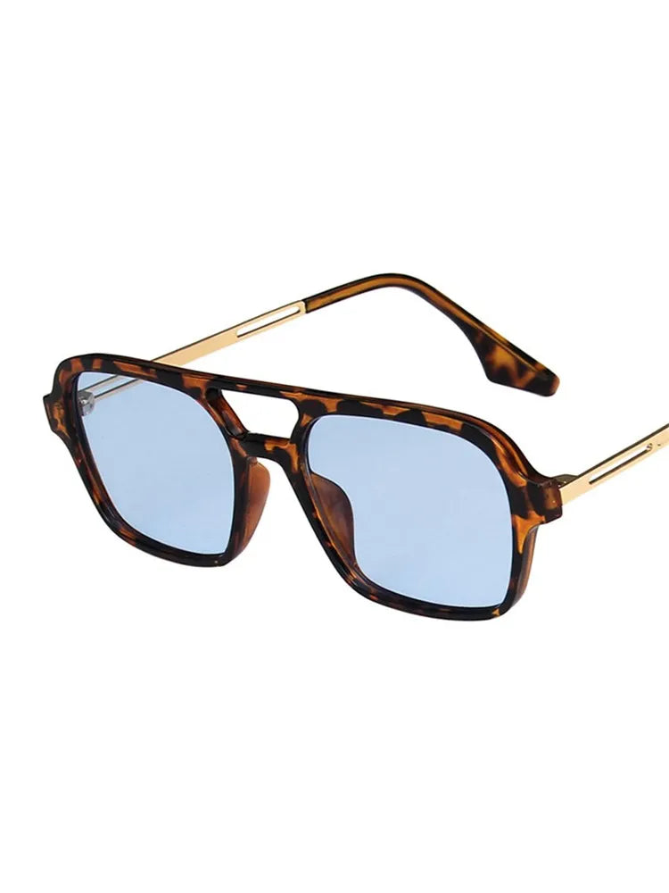 Retro Double Bridges Gradient Hollow-Out Square Women's Sunglasses