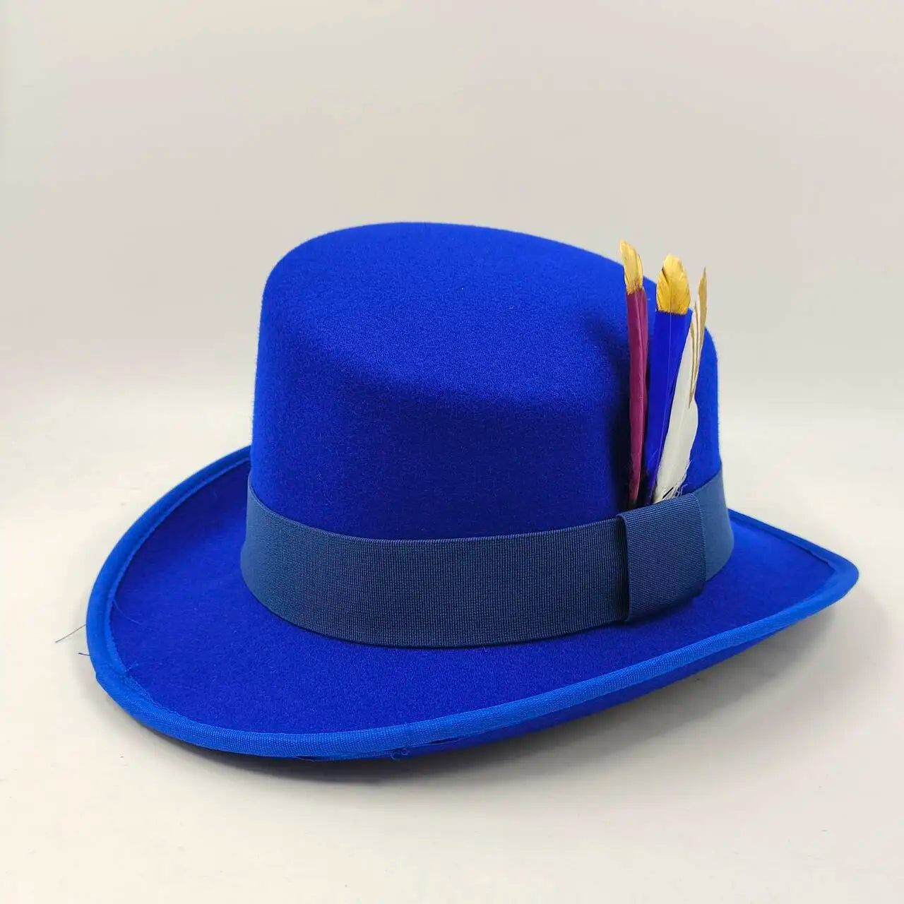 Unisex British High Feather Detail Derby Bowler Fedora Hat