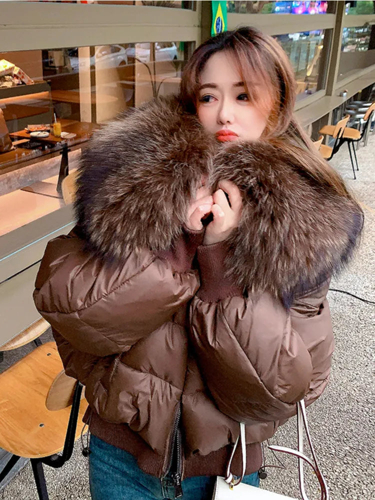 Real Fox Fur Collar Goose Down Ladies Jacket