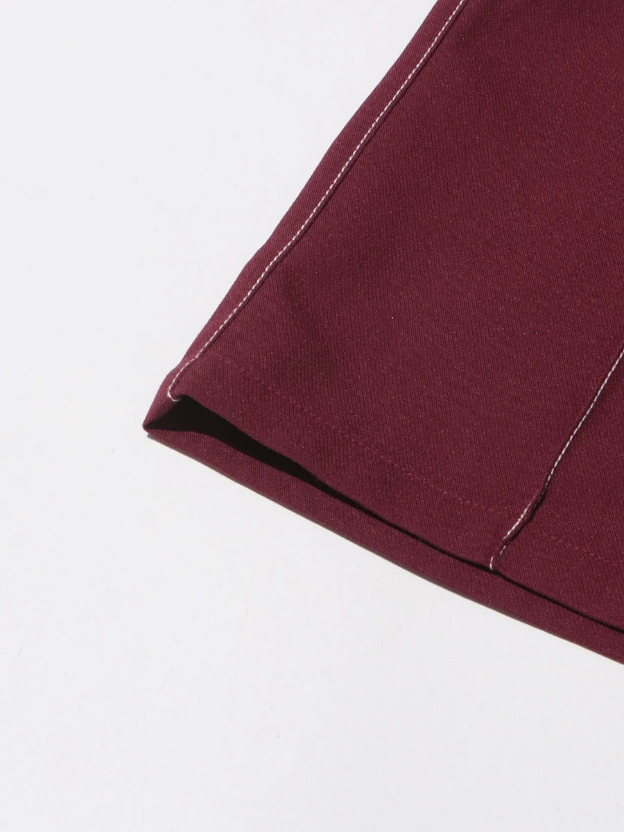 Burgundy Irregular Notched Collar Double Strap Design Blazer Jacket + High Waist Straight Pants Women's Formal Suit