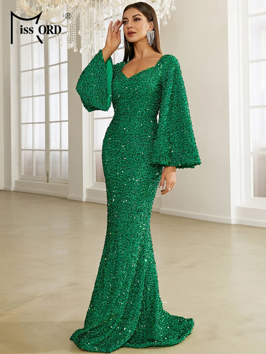 Sequin Sweetheart Neck Flare Sleeve Bodycon Mermaid Wedding Party/Prom Dress