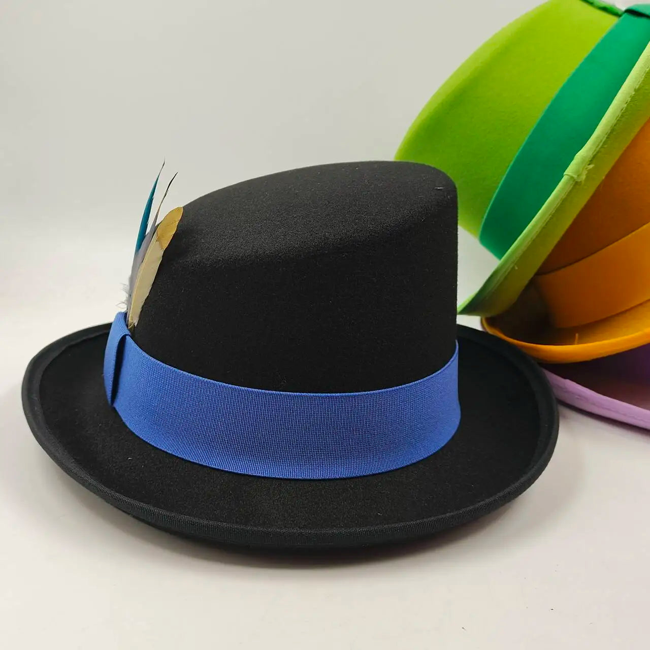 Unisex British High Feather Detail Derby Bowler Fedora Hat