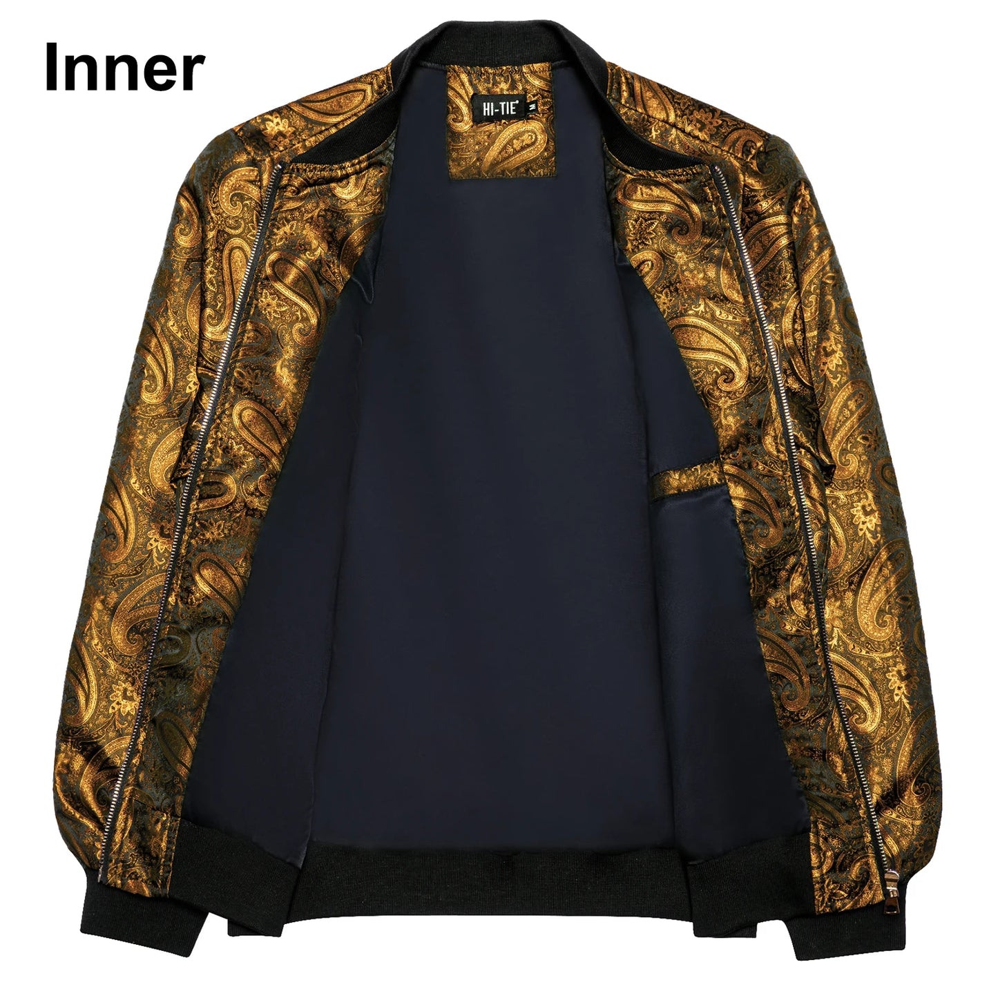 Men's Jacquard Paisley Lightweight Streetwear Zipper Bomber Jacket