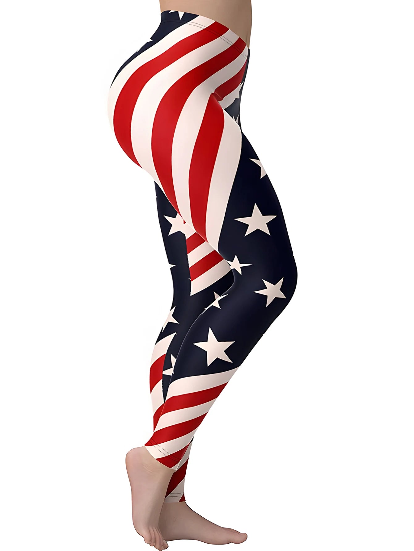 American Flag Striped/Geometric/Heart Print Women's High Waisted Yoga Leggings