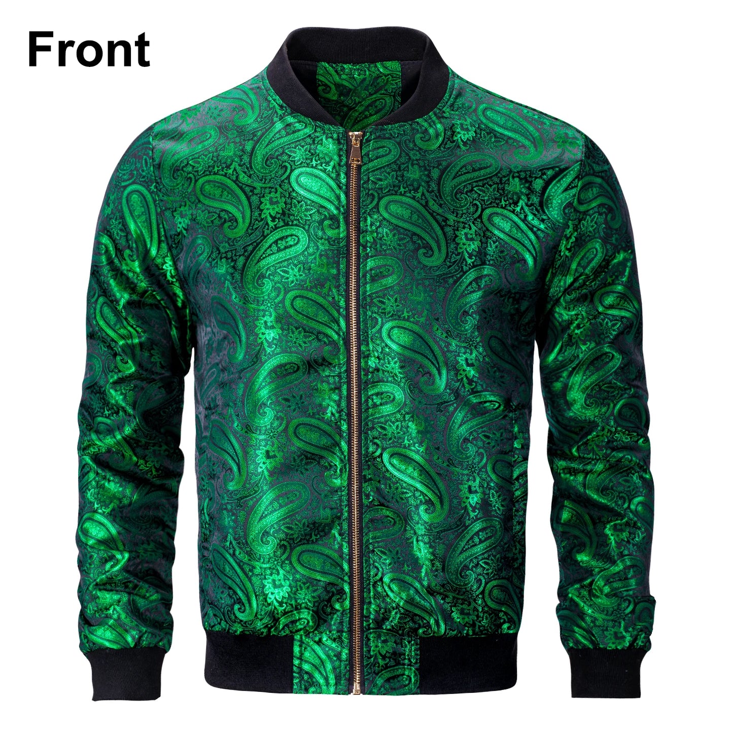 Men's Jacquard Paisley Lightweight Streetwear Zipper Bomber Jacket