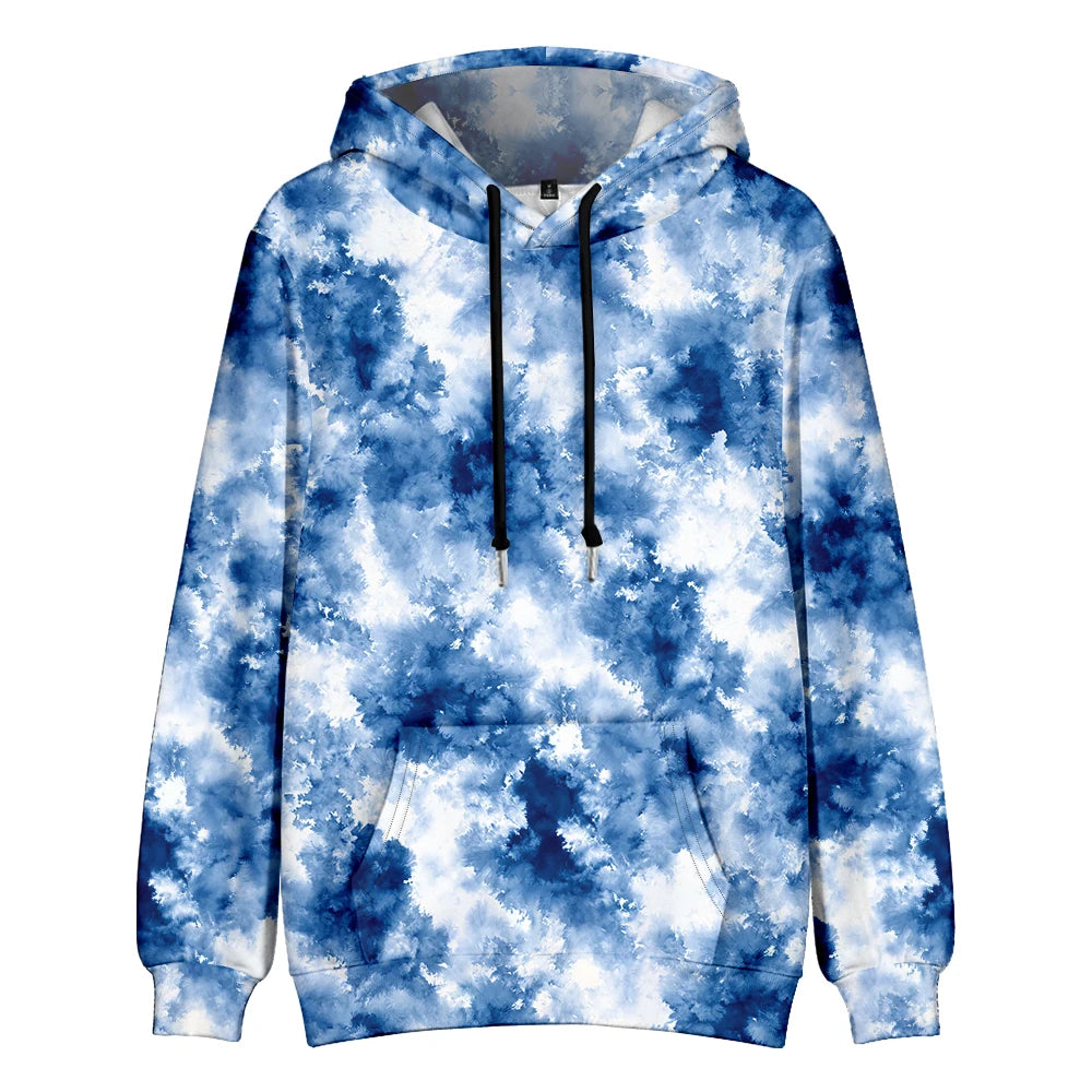 Men's Gradient Tie Dye Streetwear Pocket Oversized Pullover Hoodie Sweatshirt