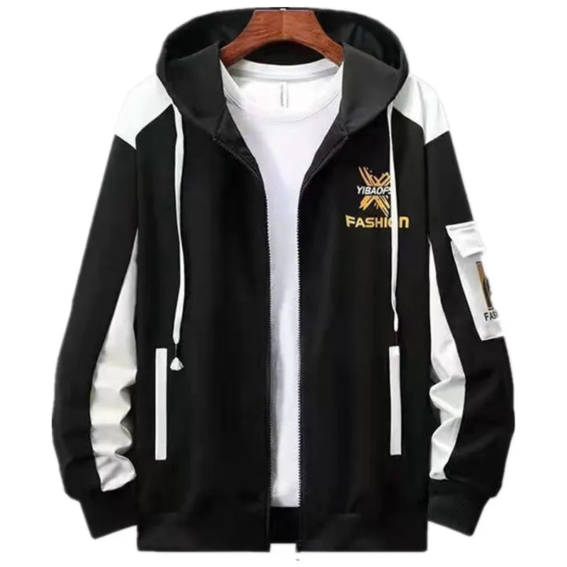 Men's Hip-Hop Hooded Letterman's Slim Fit Baseball Bomber Jacket