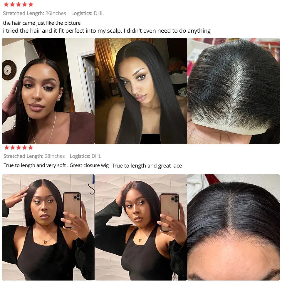 Glueless Malaysian Straight 6x4 HD Lace Closure Human Hair Pre-Plucked Wig