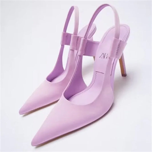 French Stiletto Slingback Temperament High Heel Mule Ladies Pumps