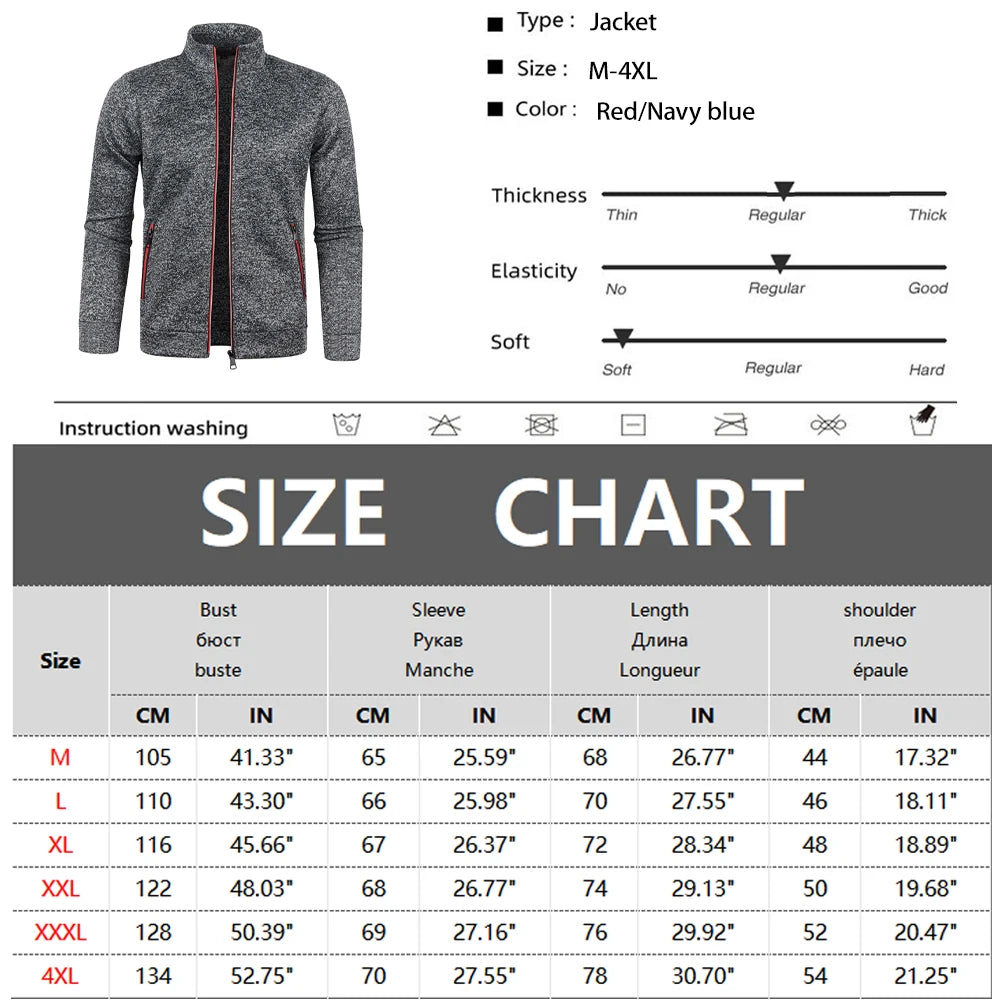 Men's Zipper Stand Collar Streetwear Zipper Sweatjacket M-4X0