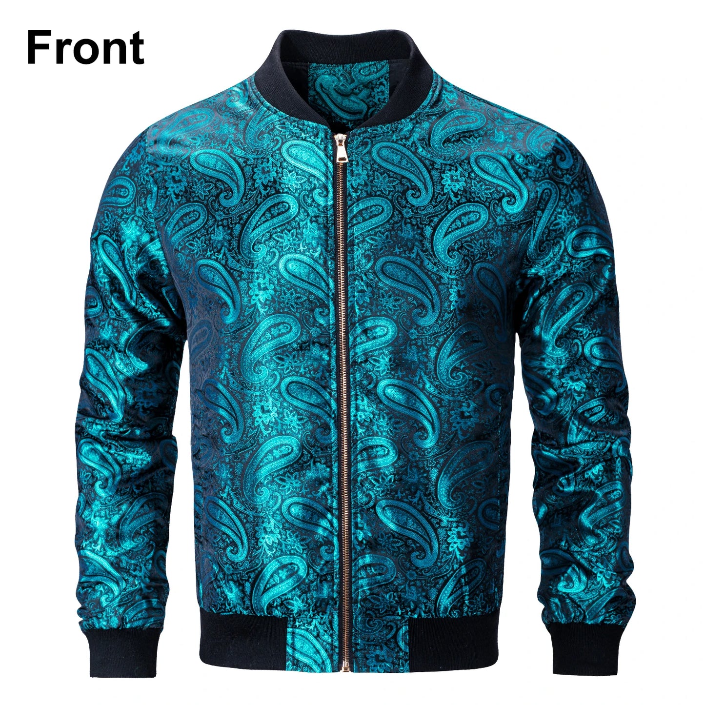 Men's Jacquard Paisley Lightweight Streetwear Zipper Bomber Jacket