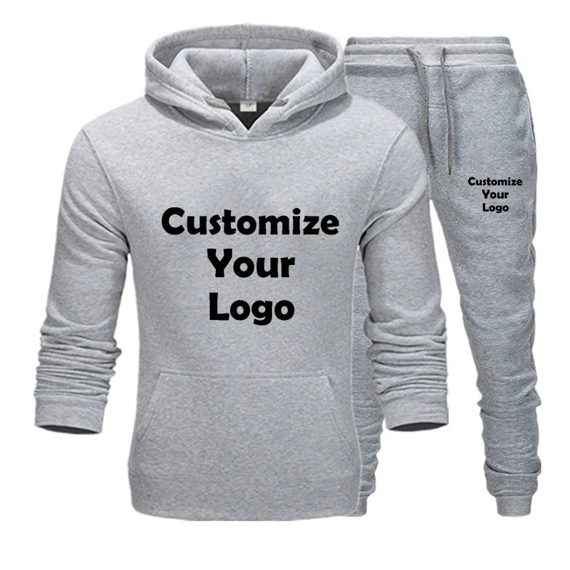 CUSTOMIZED LOGO Unisex Athletic Hoodie Sweatshirt + Sweatpants Solid Color Tracksuits