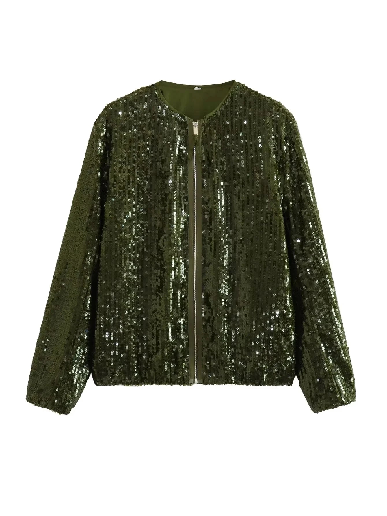 Women's Sequin Metallic Long Sleeve Bomber Jacket