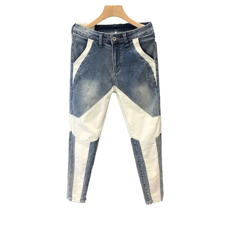 Men's Colorblock Contrast Streetwear Straight Leg Jeans