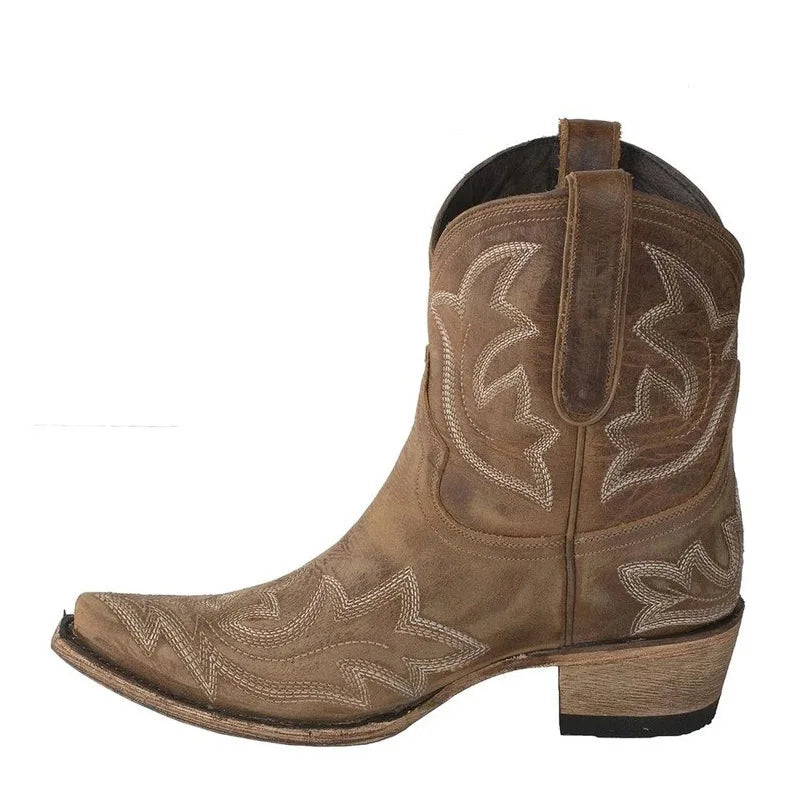 Western Cowboy Women's Snake Leather Cowgirl Ankle Boots