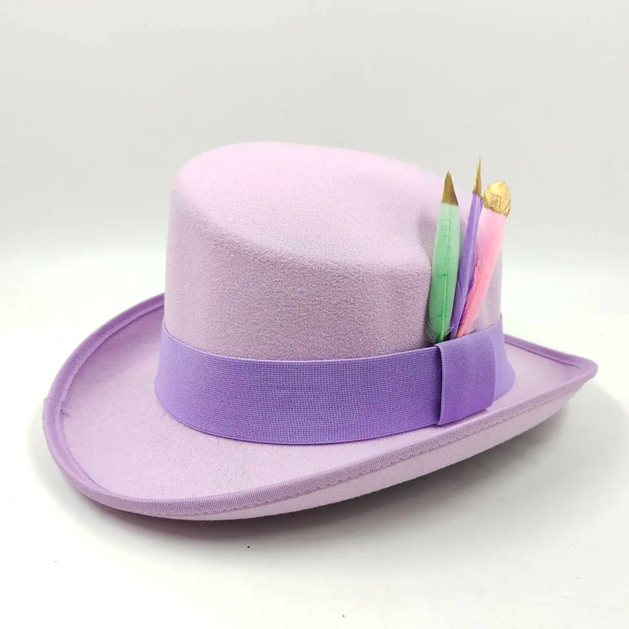 Unisex British High Feather Detail Derby Bowler Fedora Hat