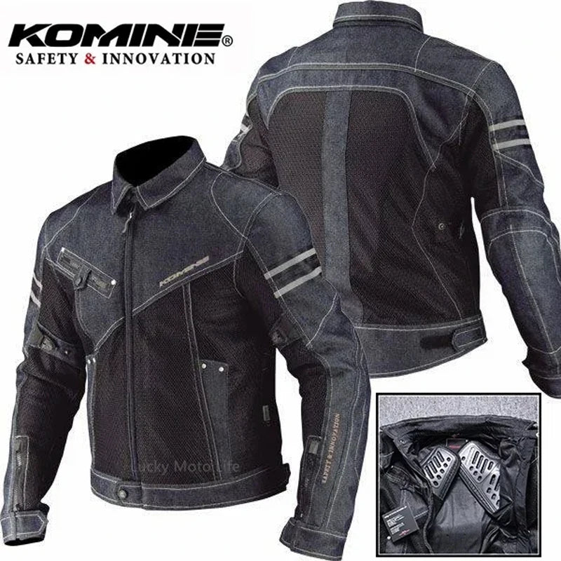 Men's Breathable Denim Mesh High-Performance Drop Resistance Motorcycle Biker Jacket