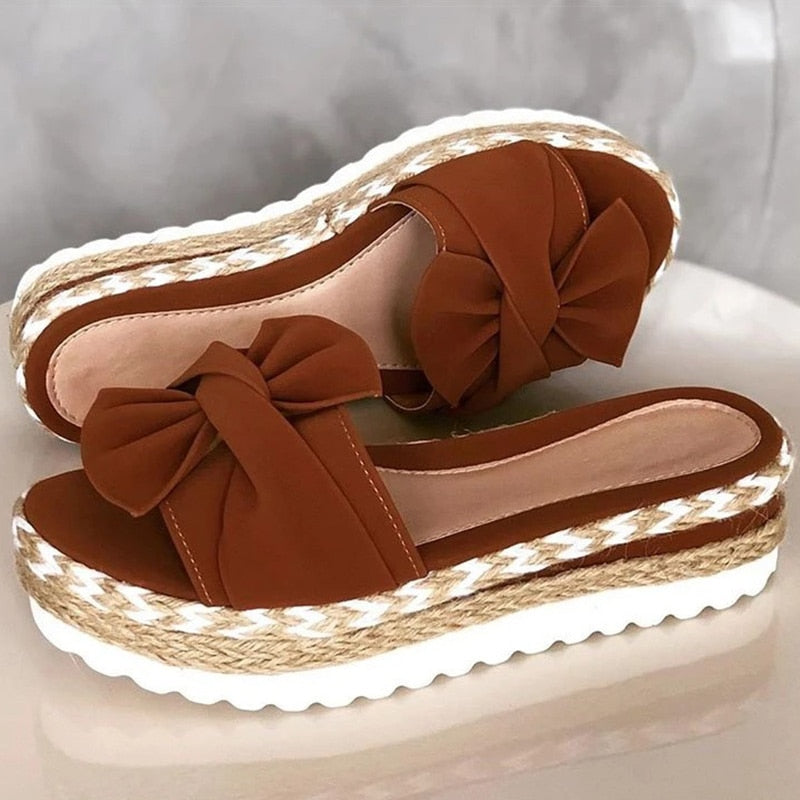 Butterfly Knot Platform Slipper Sandals