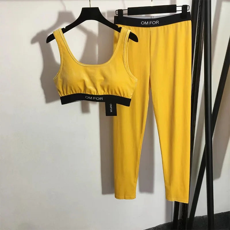 Velvet Sport Bra + Skinny Leggings Two 2-Piece Set