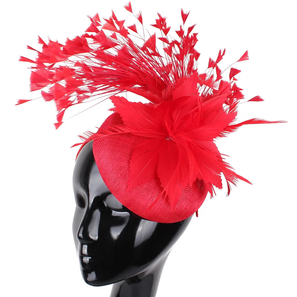 Floral Feather Detail Church/Wedding/Kentucky Derby Women's Fascinator Fedora Hat
