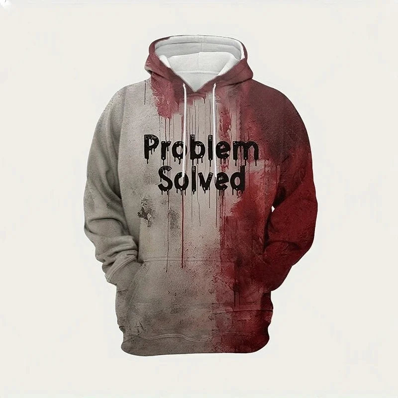 Men's Drawstring Hip-Hop 3D Blood Print Halloween Long Sleeve Hoodie Sweatshirts to 5X Big & Tall - 14 Patterns