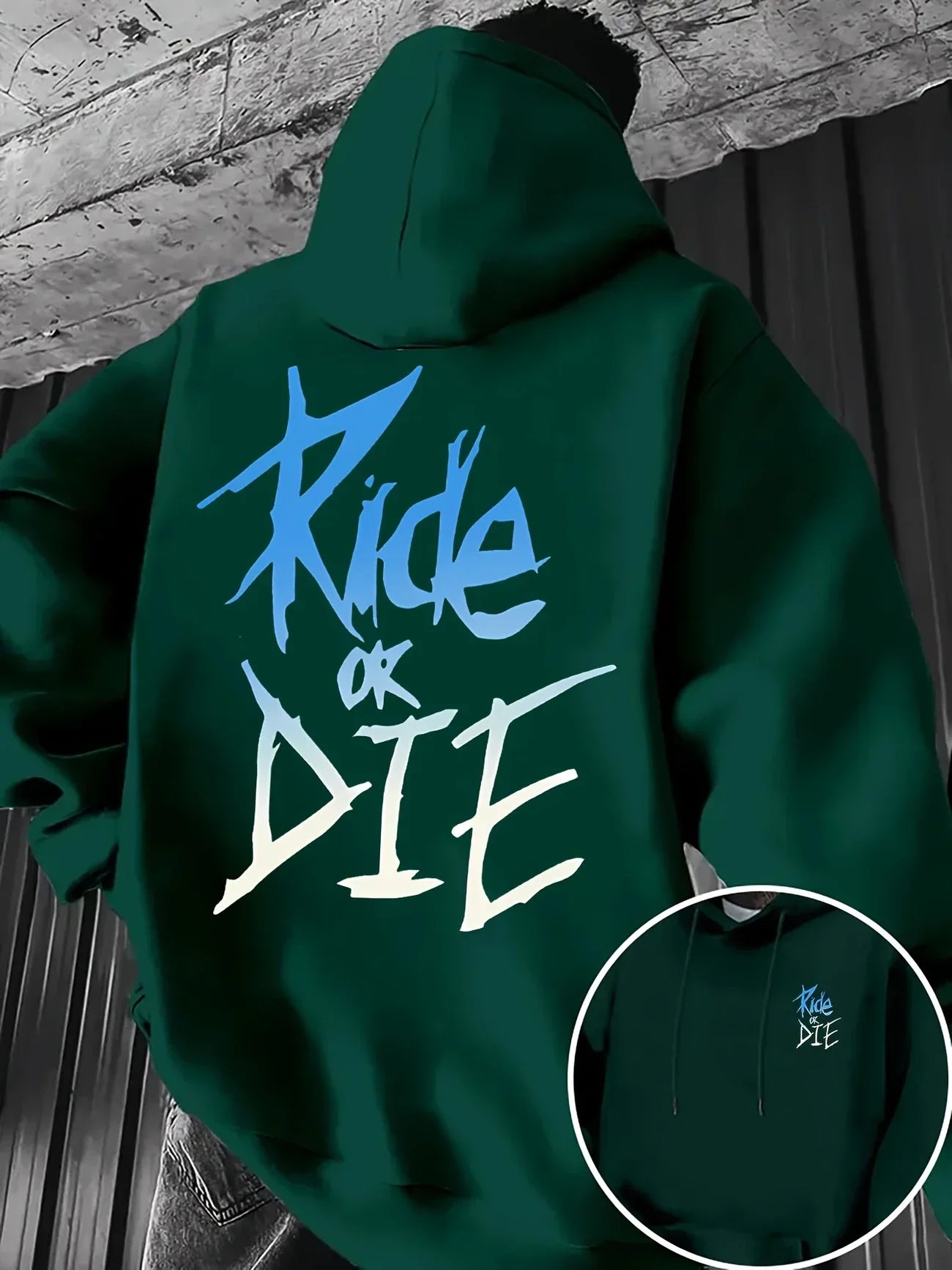 Men's "Ride or Die" Letter Print Pullover Hip-Hop Streetwear Hoodie Sweatshirt