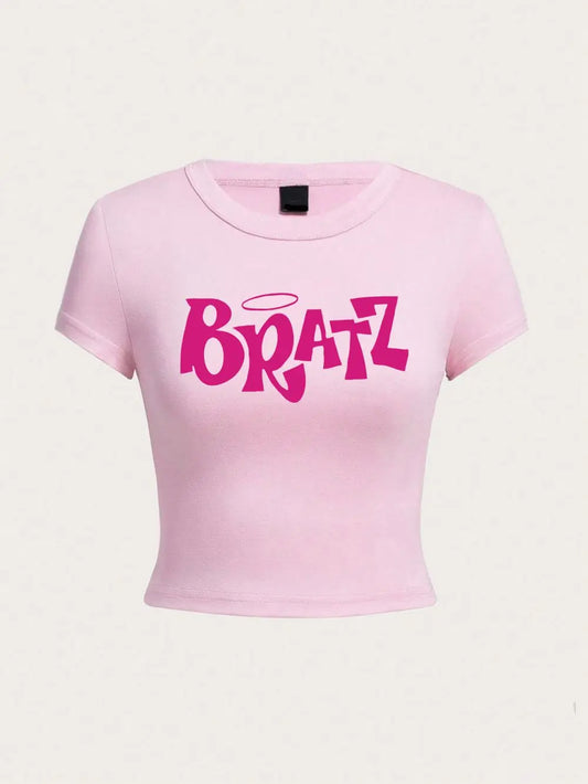 "Bratz" O-Neck Women's Short Sleeve Crop T-Shirt
