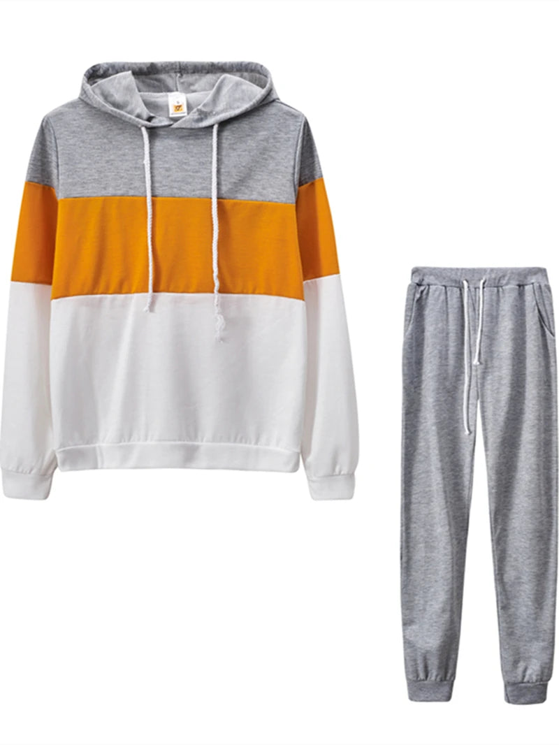 Colorblock Women's Hoodie Sweatshirt  + Matching Pants Tracksuit