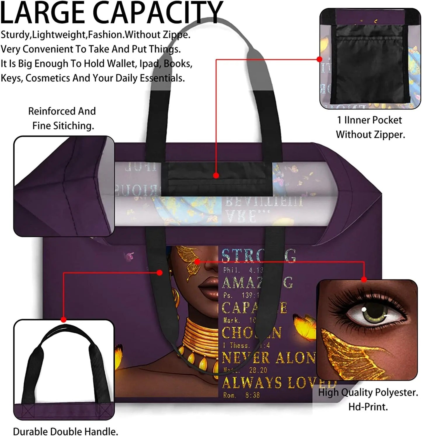 African American Black Woman Art Tote Shopping Bag