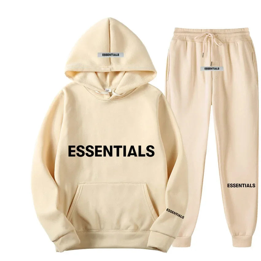 "ESSENTIALS"Men's & Women's Sweatshirt Letter Printed Hoodie + Sweatpants Tracksuits