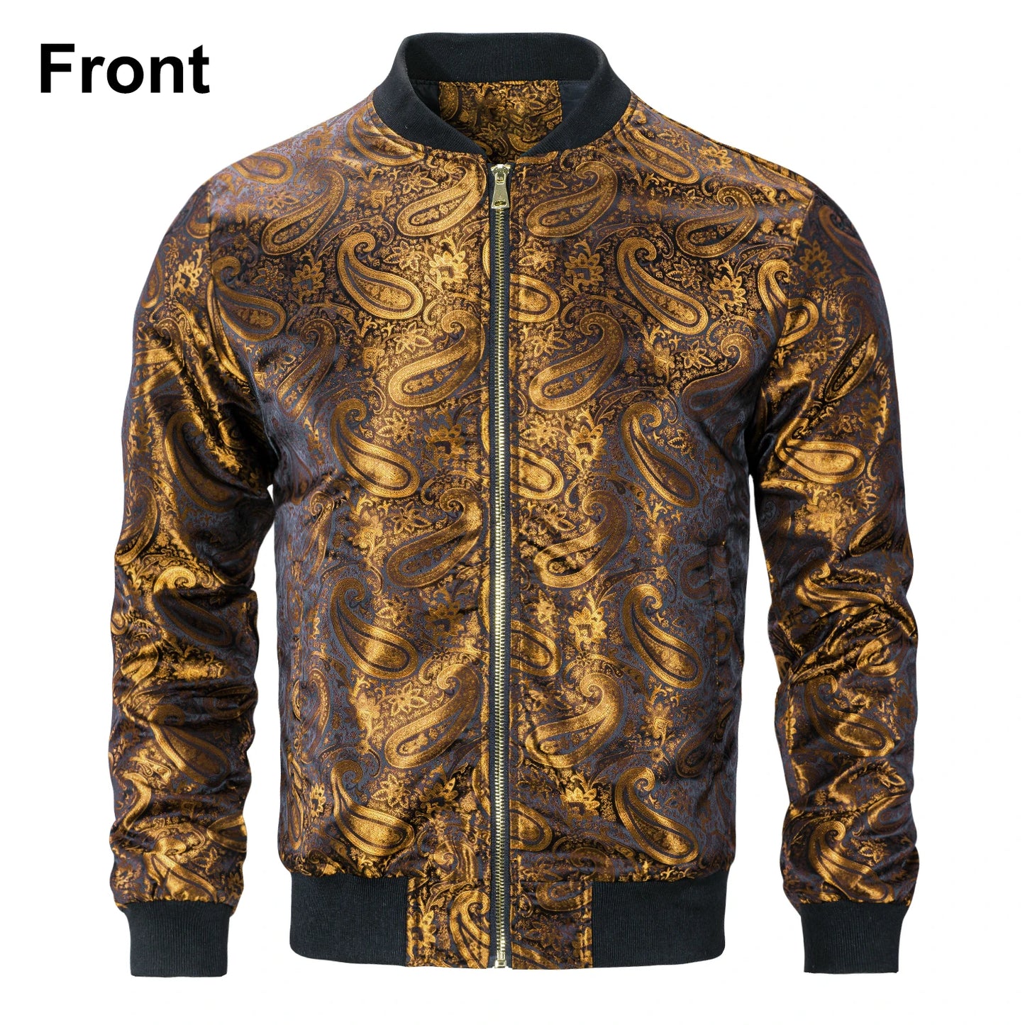 Men's Jacquard Paisley Lightweight Streetwear Zipper Bomber Jacket