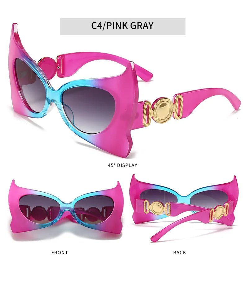 Oversized Pointed Cat Eye Vintage Designer UV400 Luxury Sunglasses